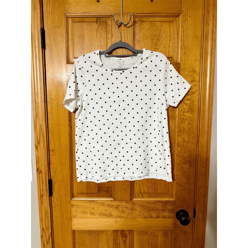 White Stag XXL Polka Dot T-Shirt Womens 2X Cotton Top Tee Casual